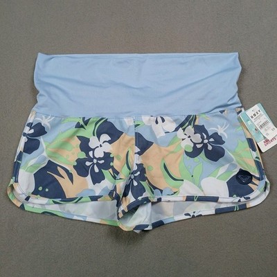 NWT Roxy Board Shorts Endless Summer Printed Floral Blue Orange Women's Medium