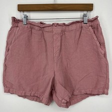 NSF Shorts Women's Size XL Pink Linen Rayon Blend Solid Made In USA
