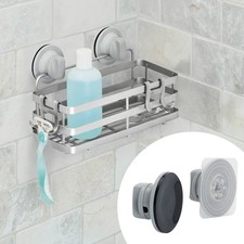Better Homes Gardens Adhesive or Suction Mount Shower Storage Basket, Satin Ni