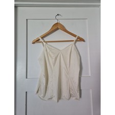 Vanity Fair Vintage Cream Nylon Camisole Lingerie Top Size 38 Lace Trim Coquette