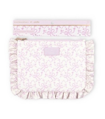 LoveShackFancy x Target Yoobi Coquette Bow Flat Zip Ruffle Pencil Case Chantilly