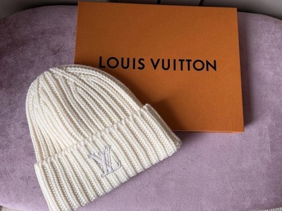 Louis Vuitton Mütze In Weiß Monogram Strickmütze Hut Authentisch Original
