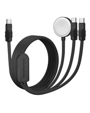 3-in-1 Silicone USB C Cable for Apple Watch Devices, 4.1FT, All Black