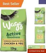 12kg Chicken & Veg Dry Food for All Active Working Breeds - Drug-Free Formula 1.33 per kilo