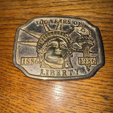 Statue of Liberty Metal Belt Buckle 100 Years of Liberty 1886-1986 Vintage