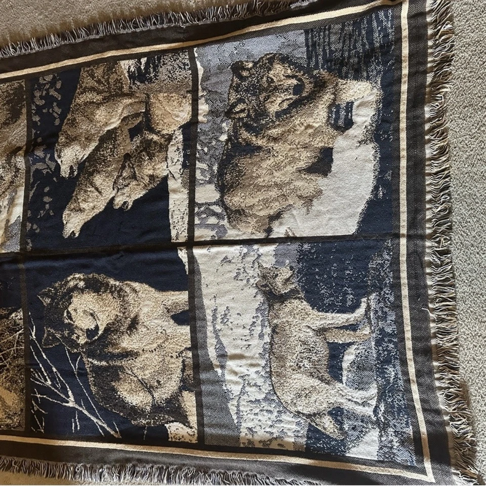 Tapiz temático lobo lobos afgano tiro decoración del hogar manta terrosa! Foto 2 de 4