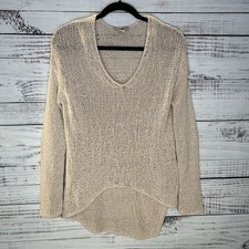 Helmut Lang Cotton Linen Blend Asymmetrical Hem Pullover Sweater Women  s Size P