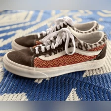 Vans Fair Isle Old Skool Men 7 Women 8.5 Brown Suede Sneakers Shoes Off the Wall