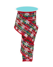 Tartan Snowflakes Christmas Tree Ribbon - 2 1/2" x 10 Yards Wired Edges, Classic