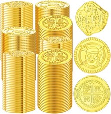 Hanaive 100 Pcs Metal Pirate Coins Bulk Gold Fake Coins Spanish Doubloon Tokens
