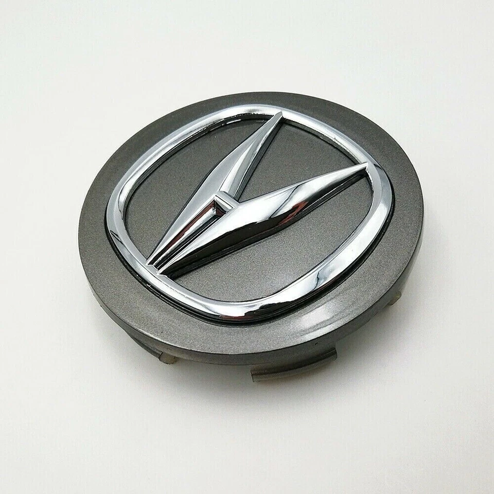 4 PIEZAS 69mm Llantas Tapacubos Centro Cubiertas Gris y Cromo Insignia Logo Para ACURA Foto 2 de 4