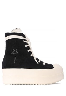 Rick Owens Brushed Cotton Double Bumper Sneakers Black Milk 147543583