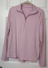 Apana Women  s Activewear Yoga Top Size L Light Pink Pullover Mock Neck Knit NWT