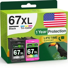 67XL Ink Cartridges for HP Deskjet 2700 2755 4100 4155 Envy 6000 6055 6420 6455
