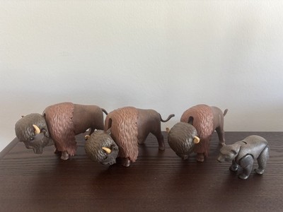 3 x Playmobil Bison Bulle Rinder Plus Bär Figur Spielzeug