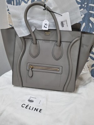 CELINE LUGGAGE TOTE MINI TASCHE LEDER GRAU GREY *NEU* ORIGINAL GUTACHTEN