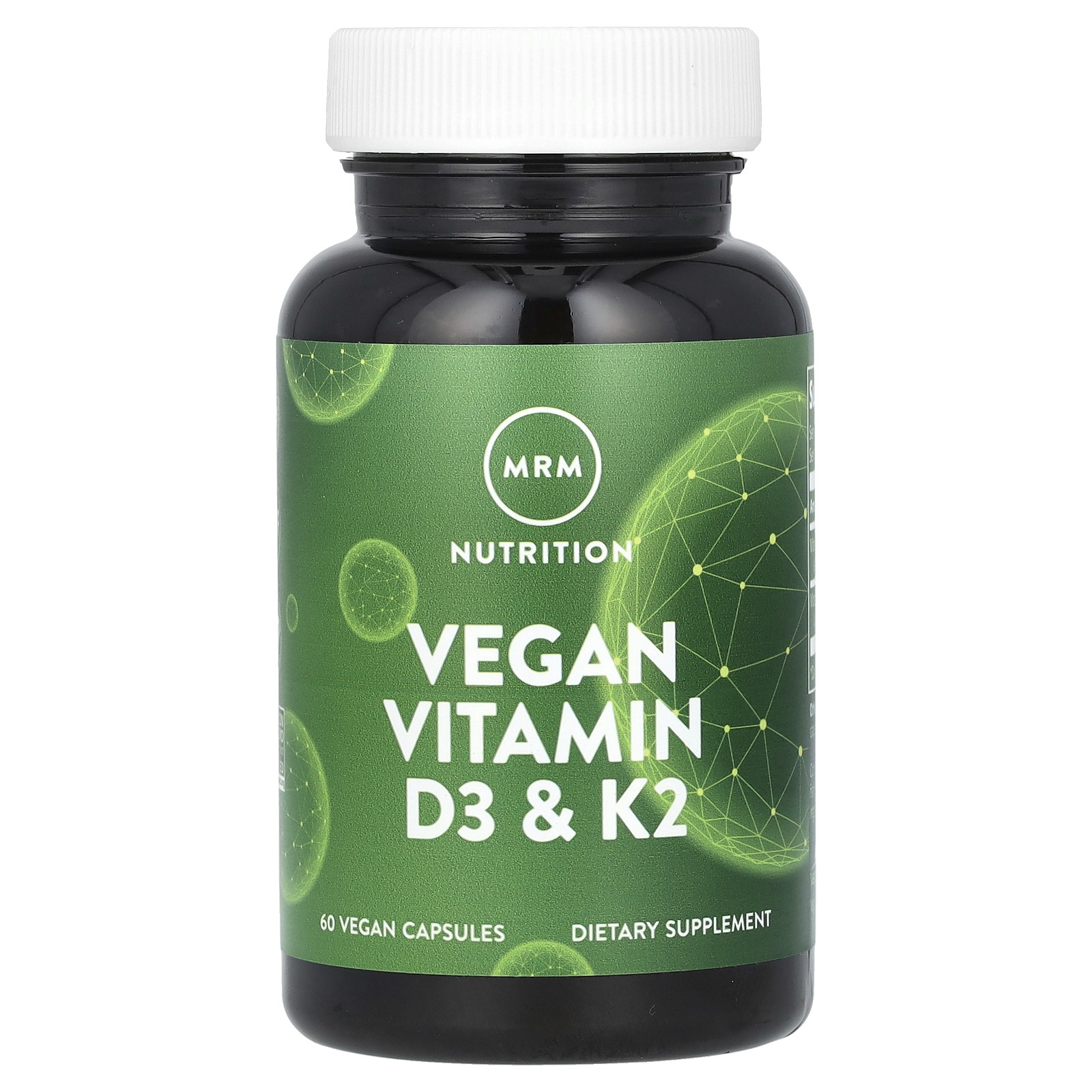 MRM Vegan Vitamin D3 K2 60 веганских капсул с гарантией качества GMP, без ГМО, веганский