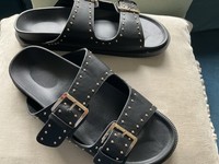 Matalan Black Stud Footbed Style Sandals Size 6 (39) New