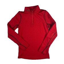 UNDER ARMOUR Boy's Cold Gear Fitted 1/4 Zip Pullover, Red, Size Small