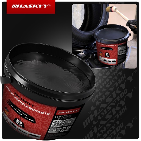 5Kg Schwarz Reifenmontagepaste Montagewax + Reifenmontage Pinsel-image