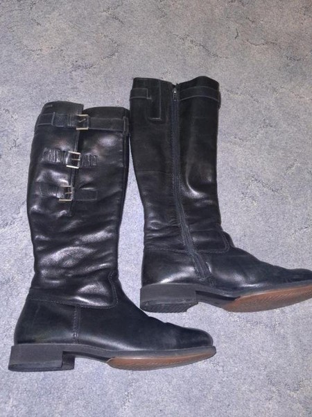 Women Ecco Boots Black Leather 39 #3QN9