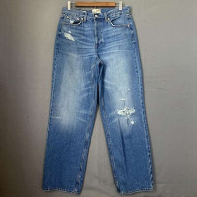 Universal Thread Jeans Womens 6 Blue High Rise Relaxed Straight Distressed Denim