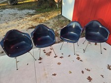  4X NAVY Original HERMAN MILLER Eames Fiberglass Shell Arm Chairs