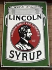 VINTAGE LINCOLN MAPLE SYRUP PORCELAIN SIGN 9x13” Diner Gas Station