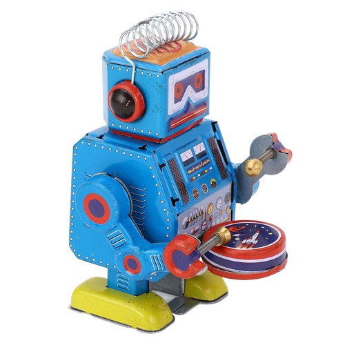 Robot Clockwork Toy Creative Drumming Vintage Robot Tin Toy - Picture 15 of 19