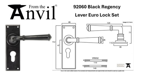 Black Regency Lever Lock Set 92060 From the Anvil with matching screws - Picture 2 of 9