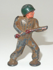 VINTAGE BARCLAY POD FOOT ADVANCING SOLDIER WW1 MILITARY LEAD TOY FIGURE - USA