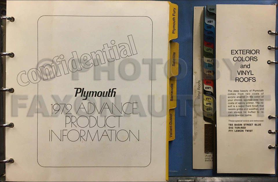 1972 Plymouth цвет и обивка дилер альбом Fury Satellite Barracuda Valiant - Изображение 2 из 2