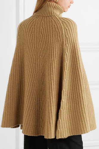 Madelene Thompson Wool & Cashmere Poncho Tan Brown net a porter roll neck - Picture 3 of 12