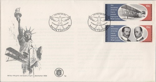 ZAYIX S. Africa Bophuthatswana 33-34 FDC Aviation Wright Brothers 080522SM09