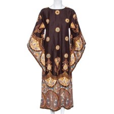 GUCCI DRESS 2019 BROWN CRYSTAL GOLD PAISLEY MAXI - Sz Small - MSRP $9000+