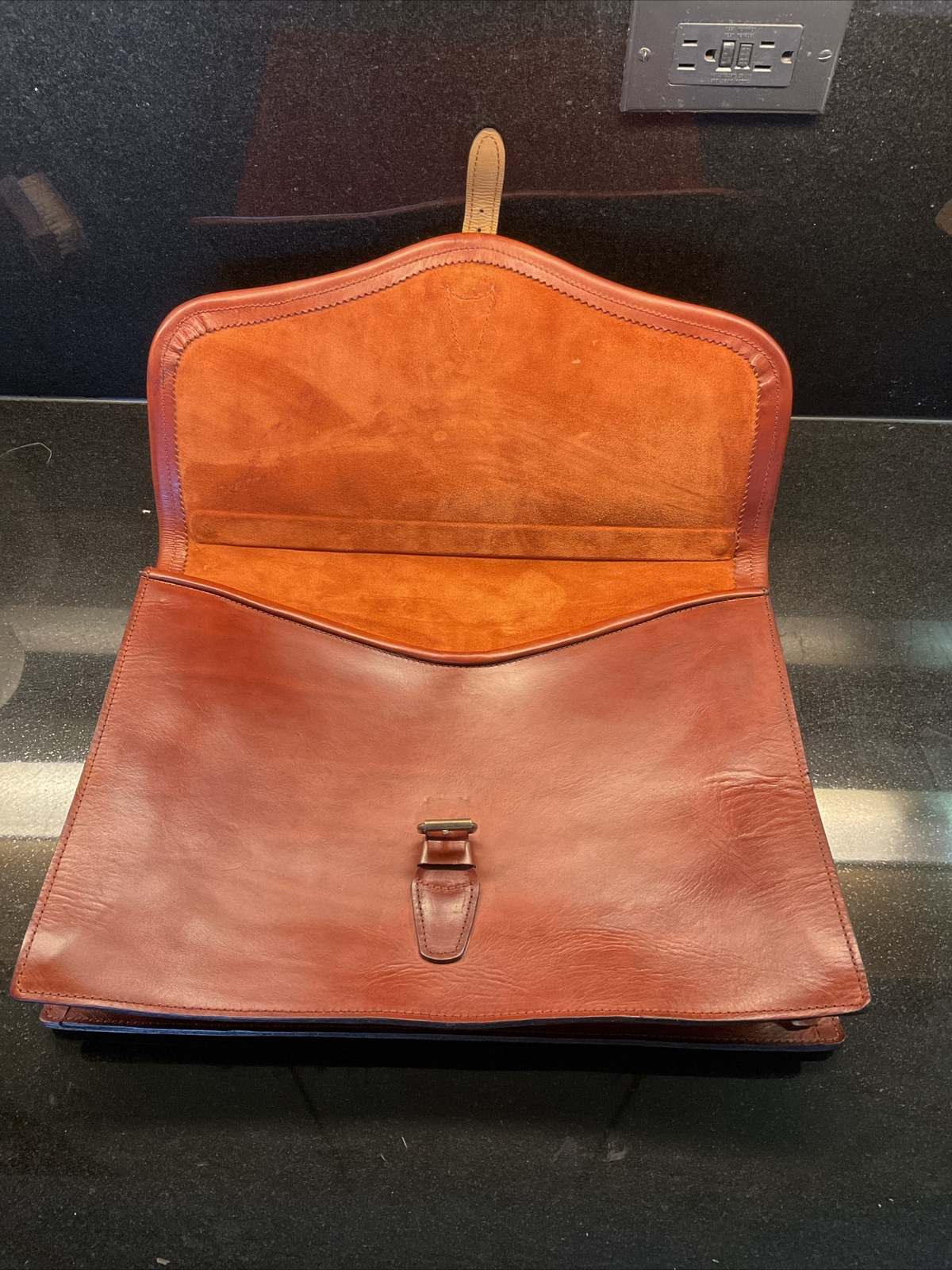 Brown Leather documents bag briefcase doctors bag - image 2