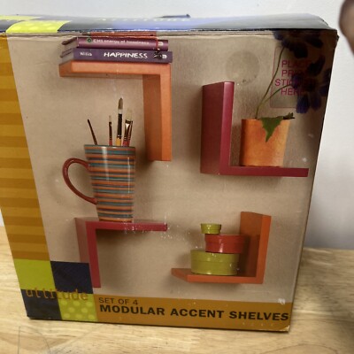 Y2K Vintage Colored Modular Accent Shelves Wall Mount 4 6” X 6” X
