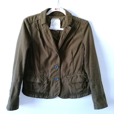 Hei Hei Womens Army Green Single Breasted Houndstooth Delaine Blazer Size 2P
