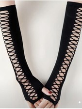 1pair Women's Sleeve fingerless glove Goth   Punk   Metal