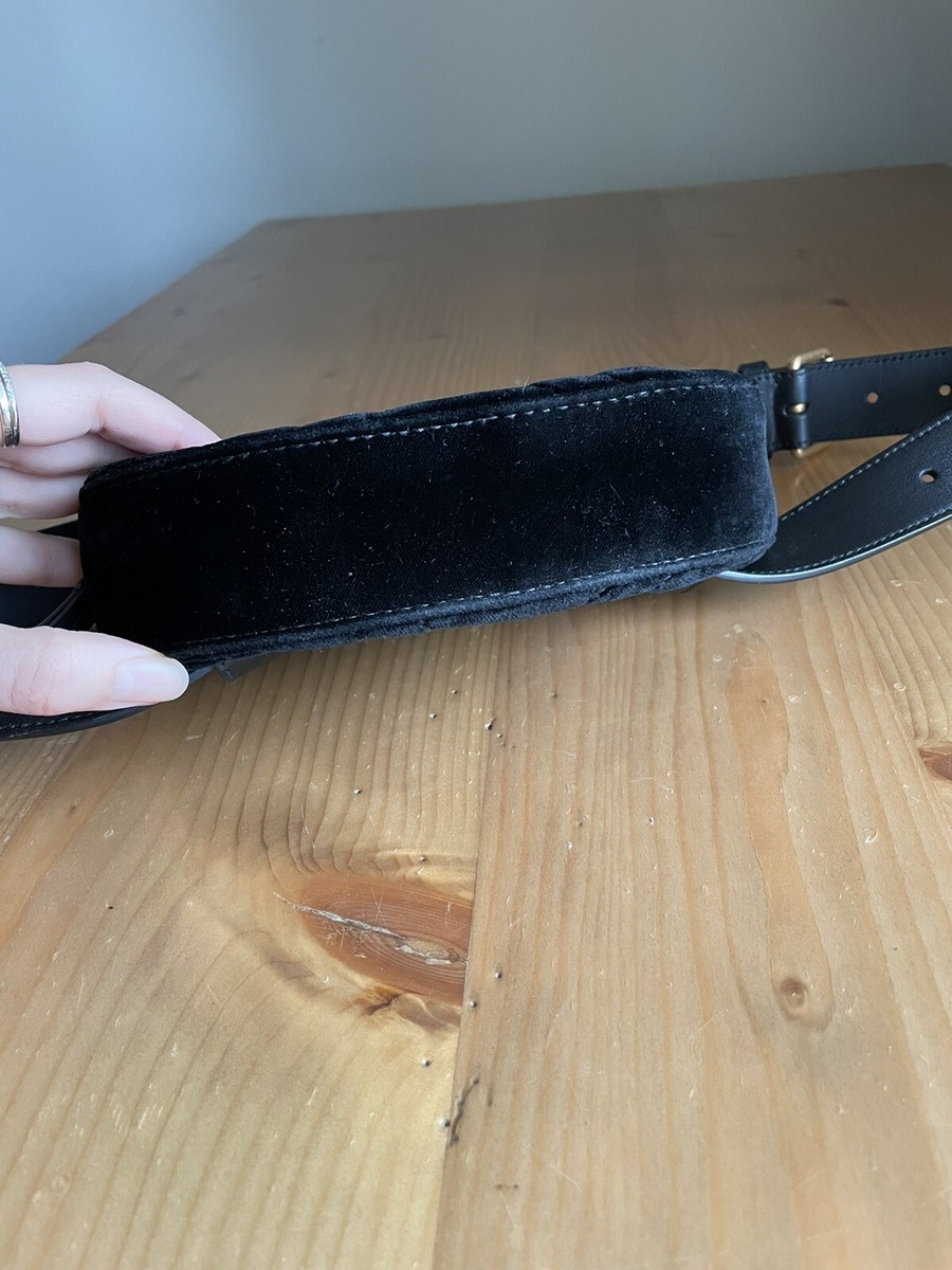 Authentic Gucci GG Marmont Black Velvet Leather Waist Belt Authentic Gucci GG Marmont Black Velvet Leather Waist Belt
