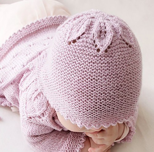 Gorro de punto para bebés con patrón de hojas y punto musgo Rosa Talla 5-8 Mnts - Imagen 10 de 12