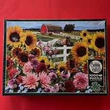 charming SUNFLOWER FARM jigsaw puzzle by COBBLE HILL--cute HORSES--1000 pcs--NEW