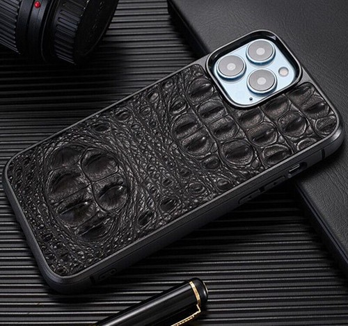 Genuine Crocodile Leather Case for iPhone 16 Pro Max 15 Alligator Military Cover - Picture 18 of 22