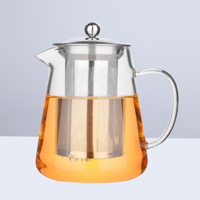  Heat-resistant Teapot Clear with Strainer Steel Infuser Kungfu Teaware