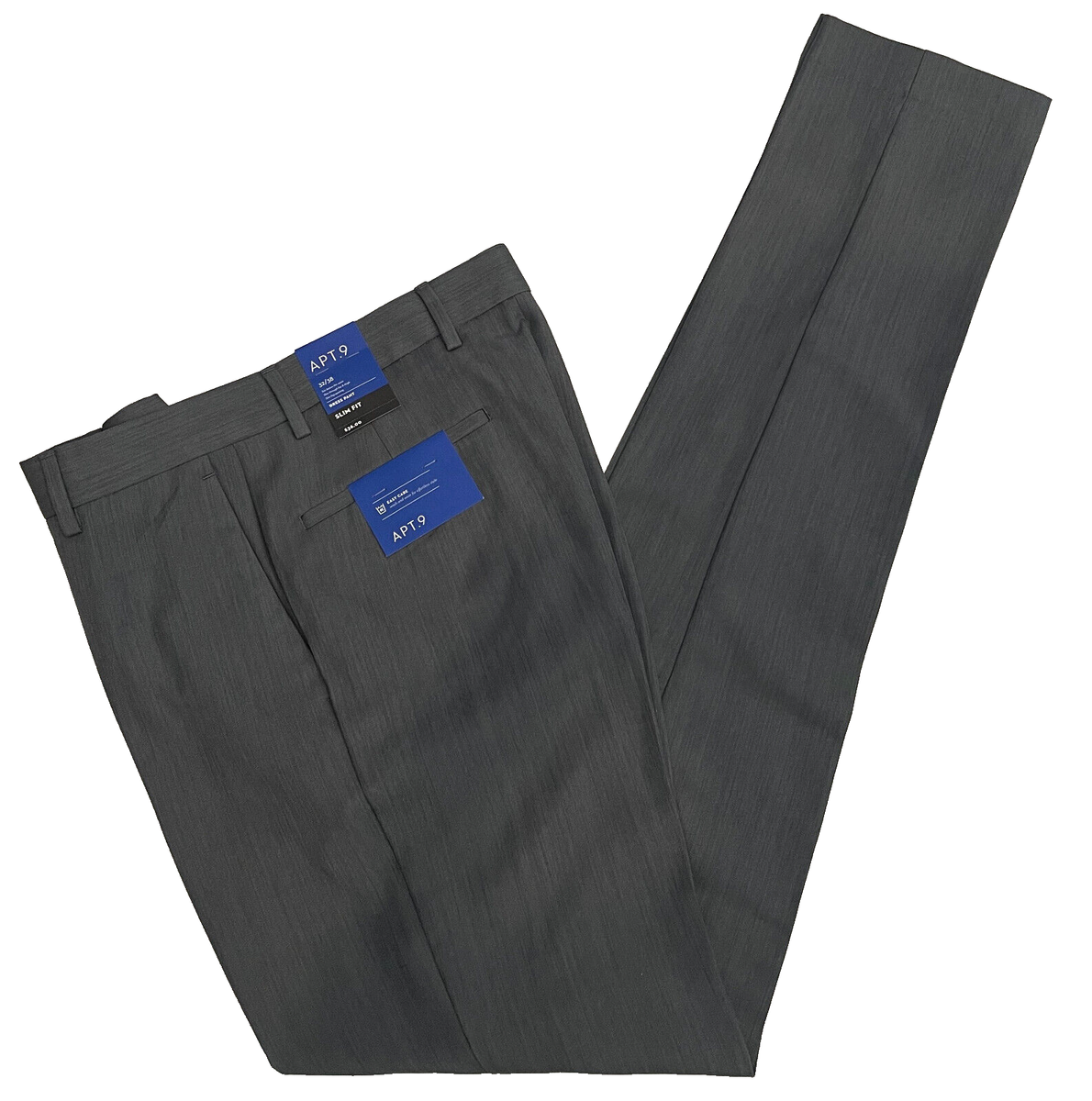 APT. 9 Mens Slim Fit Dress Pants 32X38 Tall Grey W32L38 Easy Care