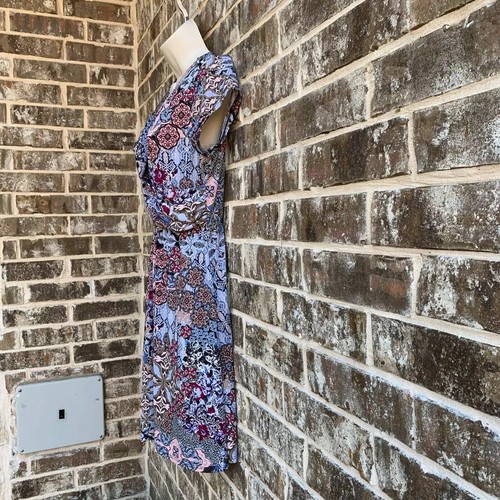 Chetta B Women's Shorts Sleeves Front Wrap Mini Dress Floral Size S - Picture 9 of 11