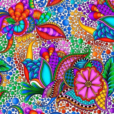 Fabric Carnivale Dots Geometric Neon on White QT Cotton 1/4 yard