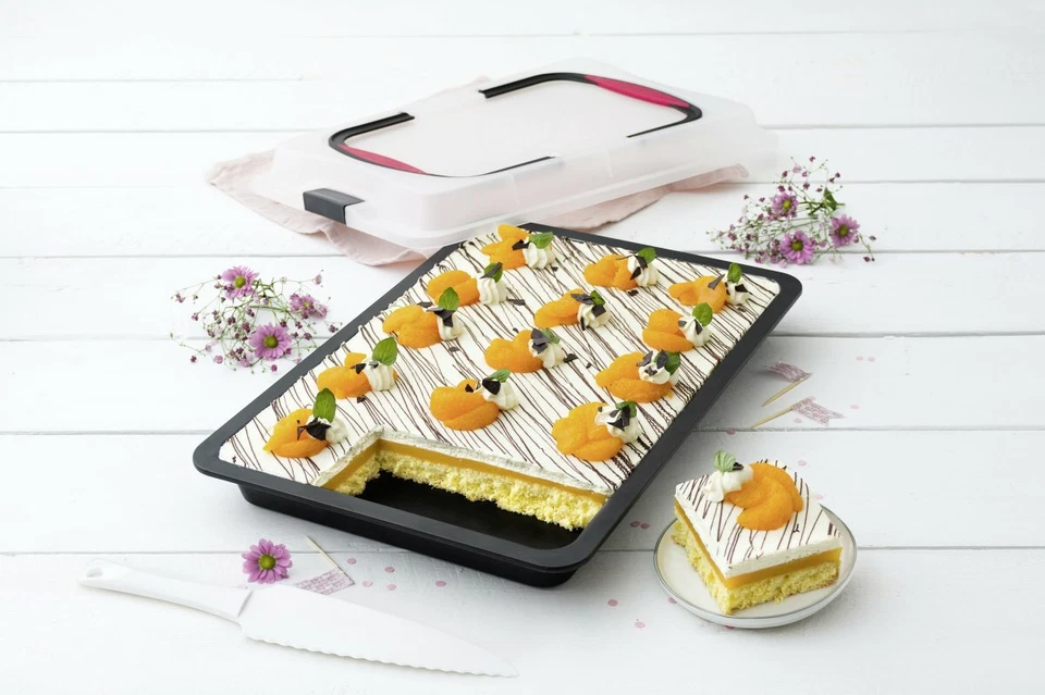Zenker Blechkuchen-Container to go, 42 x 29 x 7 cm, antihaft Backform mit Deckel - Bild 3 von 4