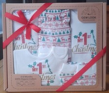 Gem Look - 0-6M 100% Organic Cotton Baby Set - My First Christmas 