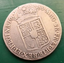 1689 silver half crown coin William and Mary #162
